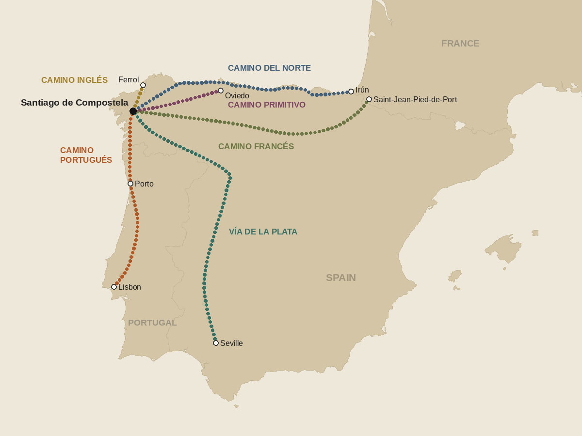 Map of Camino Routes